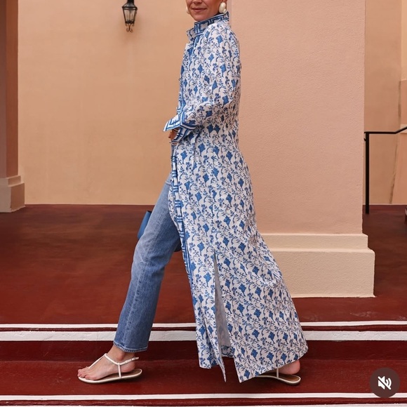 Sue Sartor Kimono Duster Blue Floral - Picture 2 of 10